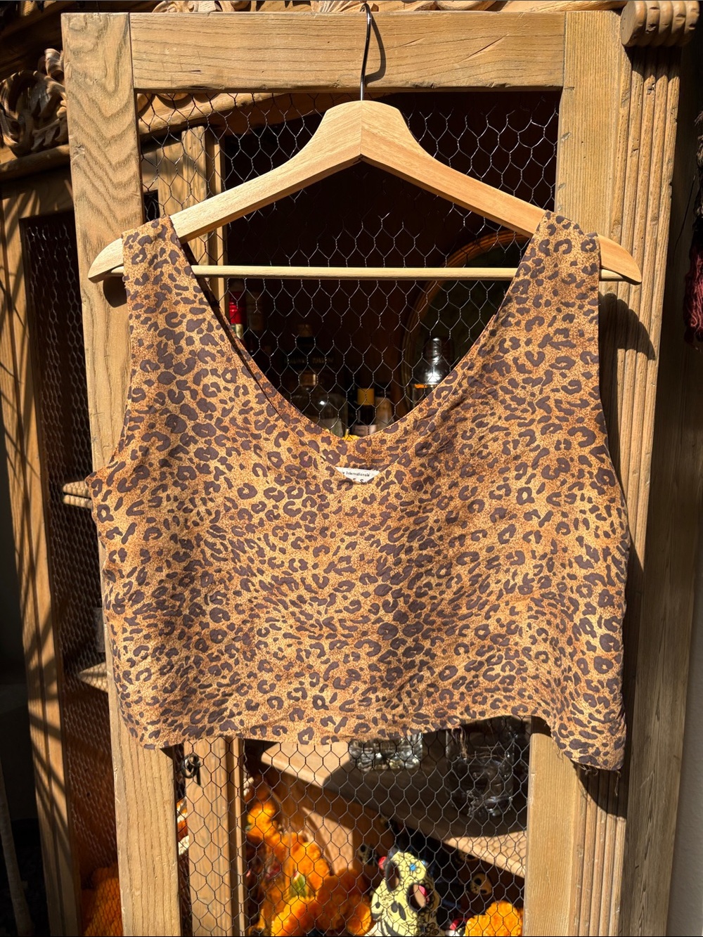 Vintage Express Silk Leopard Print Cropped Tank Top